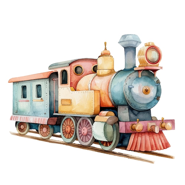 cute train vector illustration in watercolour style