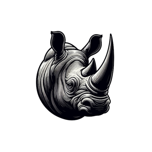 Vector cute tribal rhino logo vector on white background