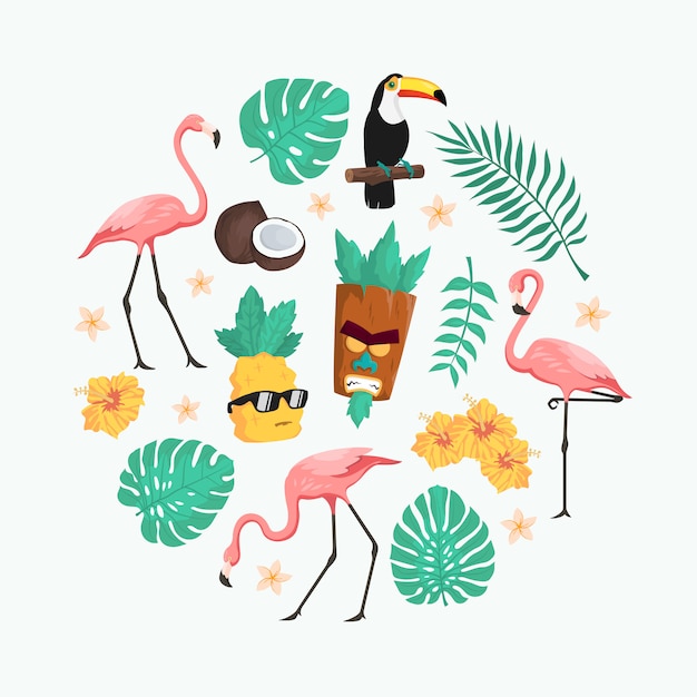 Cute Tropical Summer Character Vector Pack