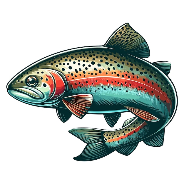 Cute Trout Fish cartoon Vector illustration Style white background