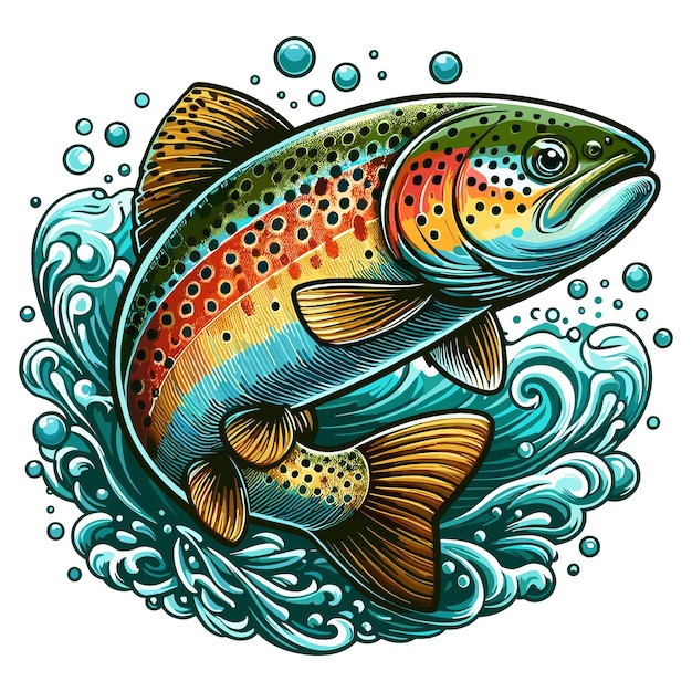 Cute Trout Fish cartoon Vector illustration Style white background