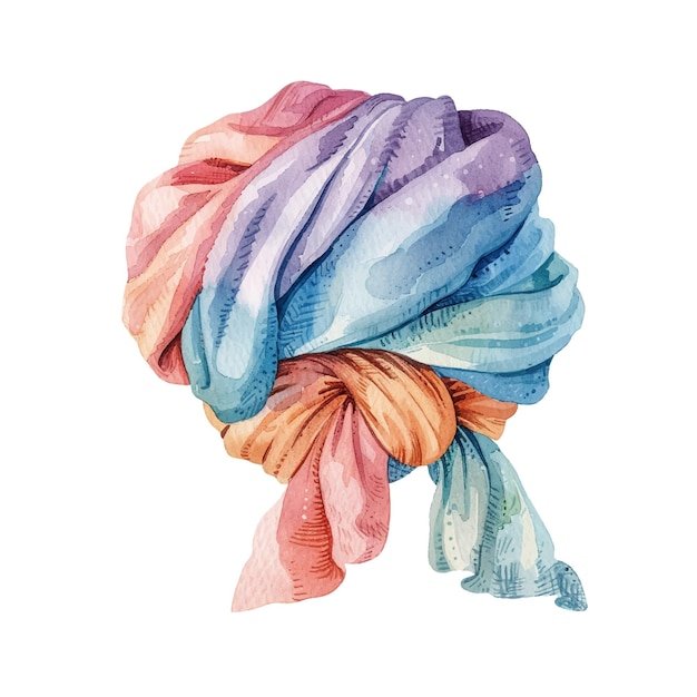 cute turban vector illustration in watercolour style