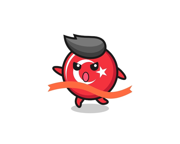 Cute turkey flag badge illustration is reaching the finish