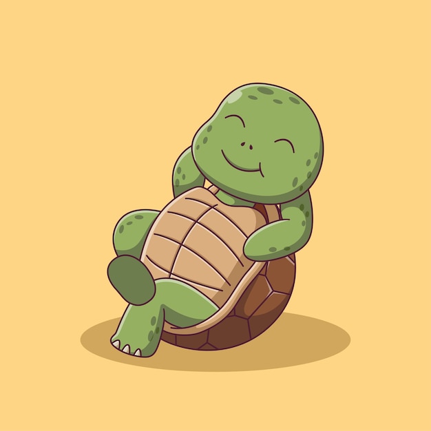 Cute Turtle Cartoon posing. Turtle Icon Concept