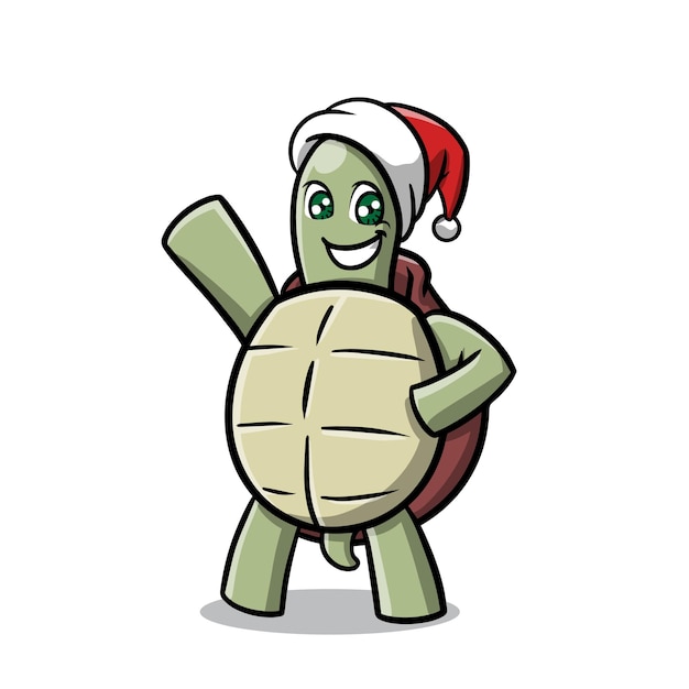 Cute Turtle Celebrating Christmas Cartoon