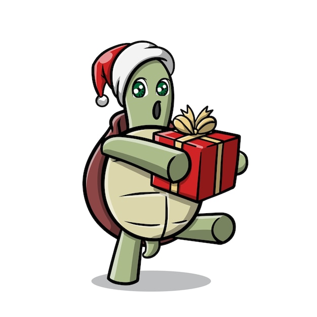 Cute Turtle Celebrating Christmas Cartoon