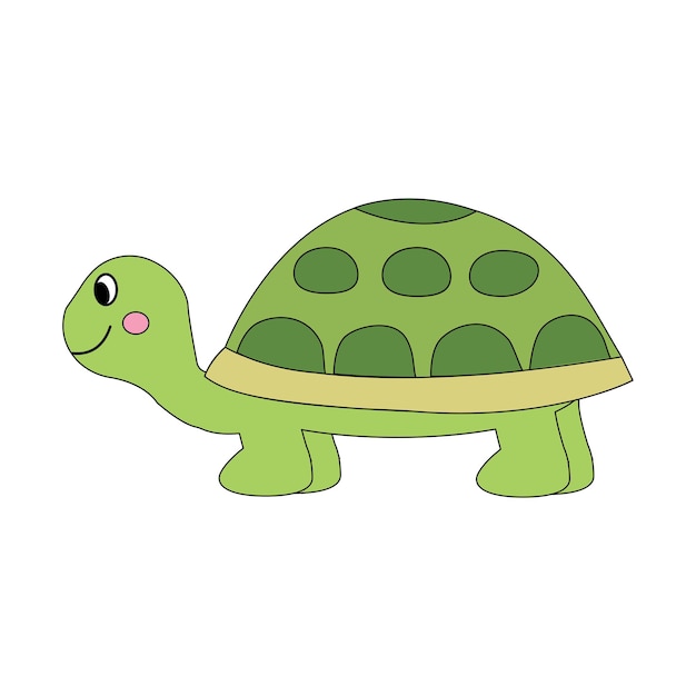 Cute turtle isolated on white background. Flat style design vector illustration