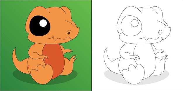 Cute Tyrannosaurus rex suitable for children's coloring page vector illustration