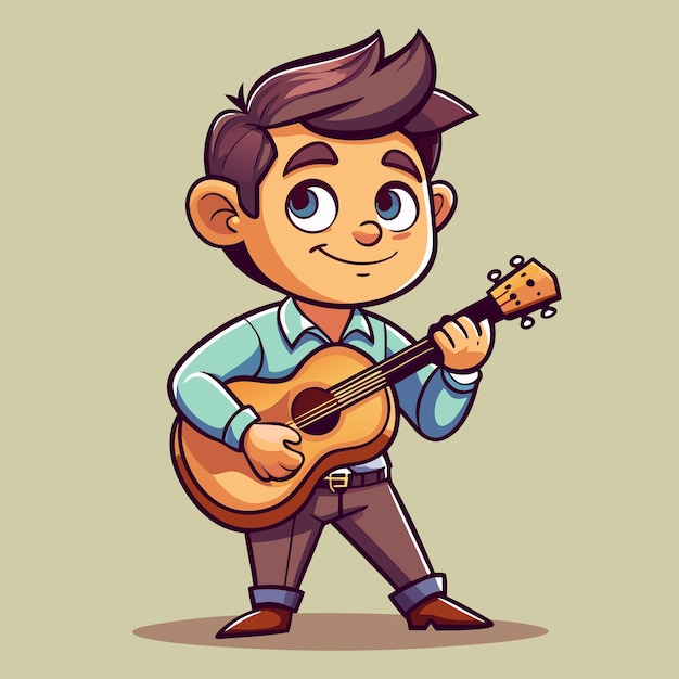 Cute Ukulele Man Vector Graphic