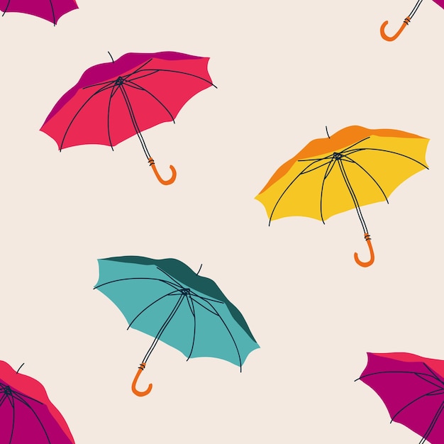 Cute umbrella seamless pattern, Hygge cozy illustartion for kids or textile for your design