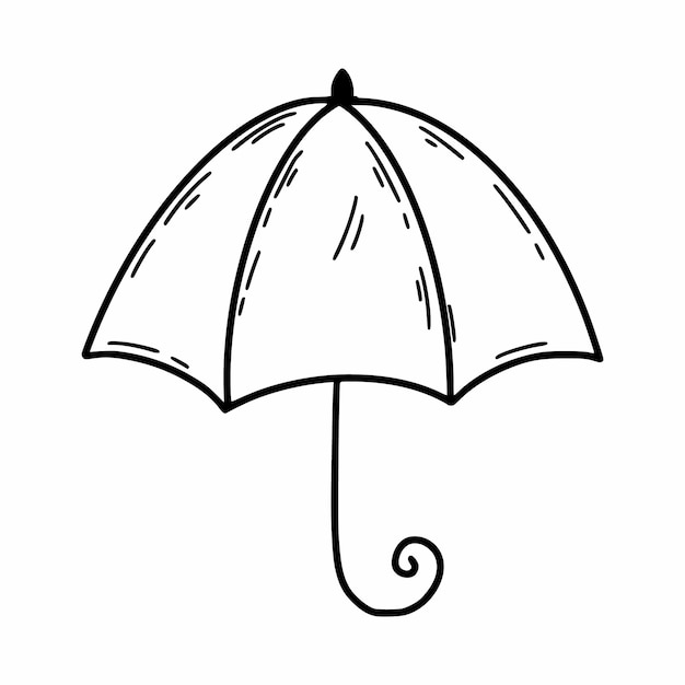 Cute umbrella Vector doodle illustration Black and white icon Weather Sketch by hand Autumn accessory