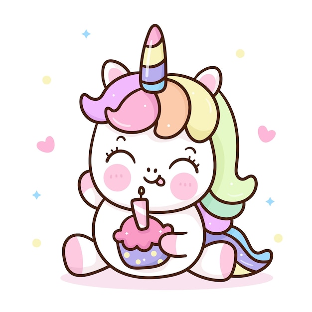 Cute unicorn birthday cake cartoon kawaii animal