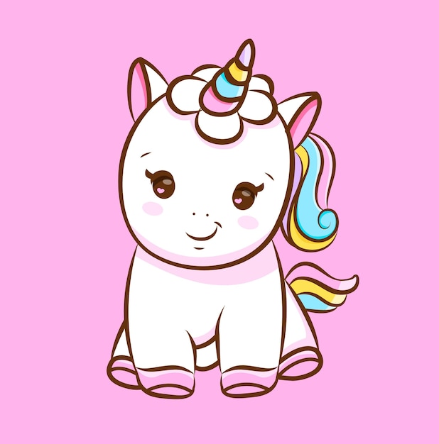 Cute unicorn card collection Cartoon Vector Icon Illustration