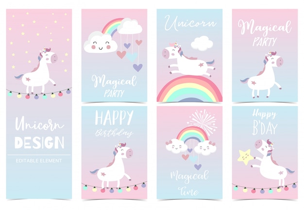 Cute unicorn card for kid