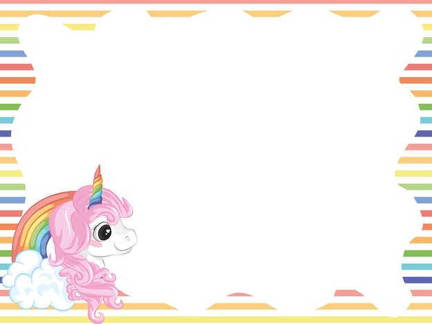 Cute unicorn cartoon character with blank banner