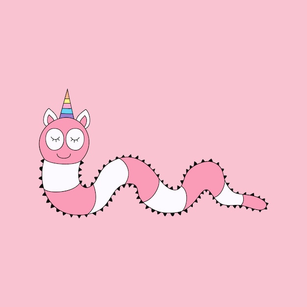 Cute unicorn cartoon hand drawn style.