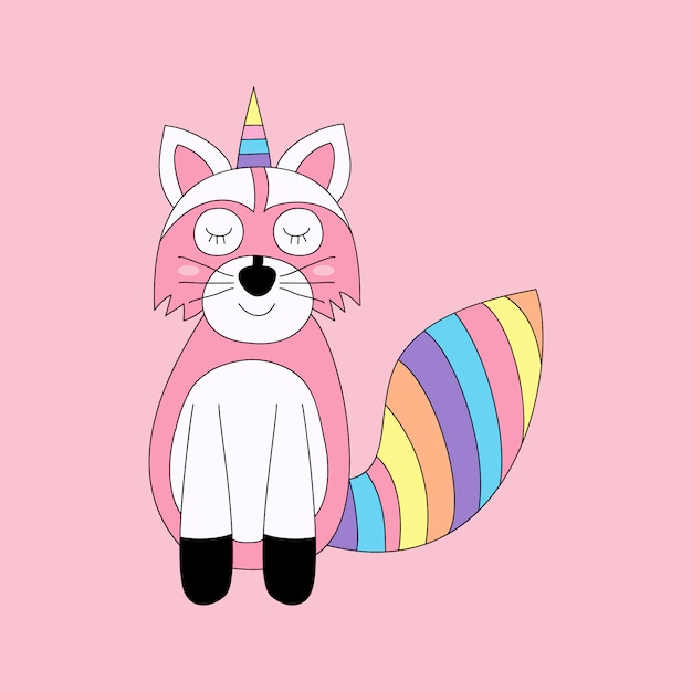 Cute unicorn cartoon hand drawn style.