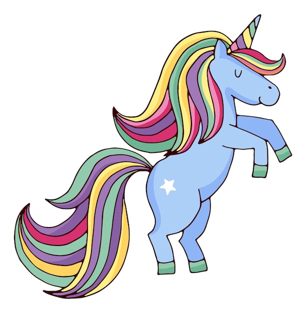 Cute unicorn. Cartoon rainbow horse. Fantasy animal