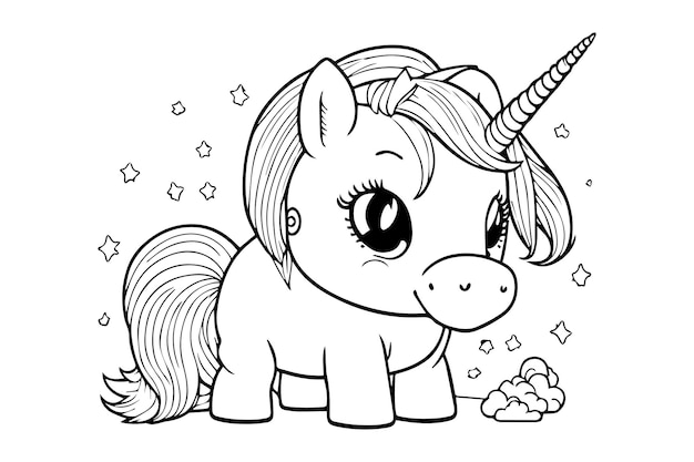 cute unicorn coloring book page children drawing book Coloring page for kids and adults