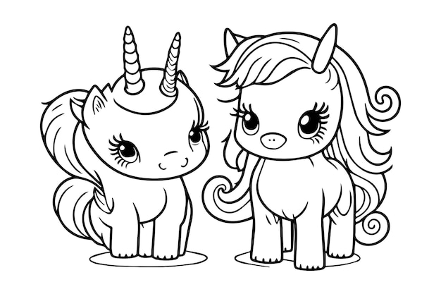 cute unicorn coloring book page children drawing book Coloring page for kids and adults