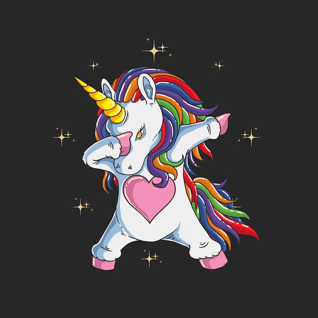 cute unicorn dabbing illustration  graphic