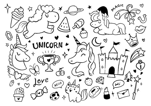 Cute unicorn elements