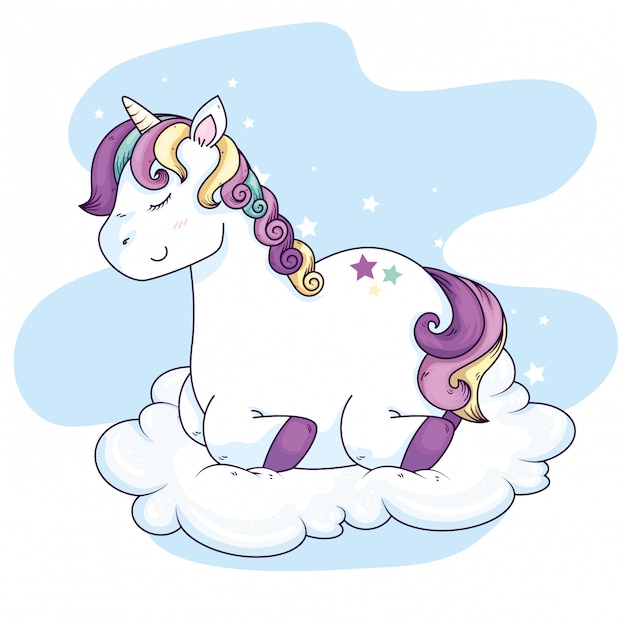 Cute unicorn fantasy in cloud