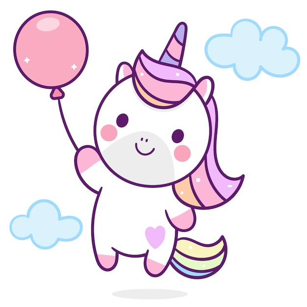 Cute Unicorn holding balloon