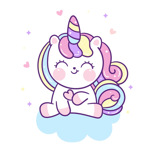 Cute unicorn  holding mini heart