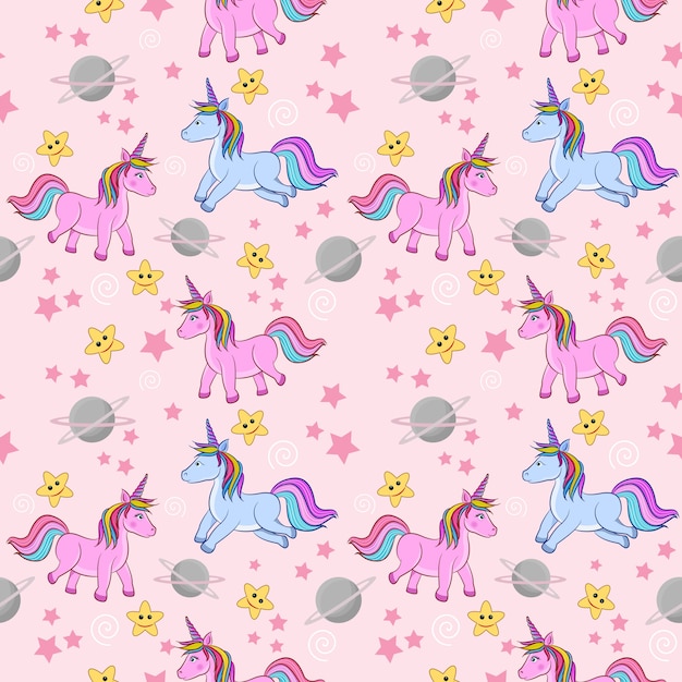 cute unicorn horsewith star seamless pattern.