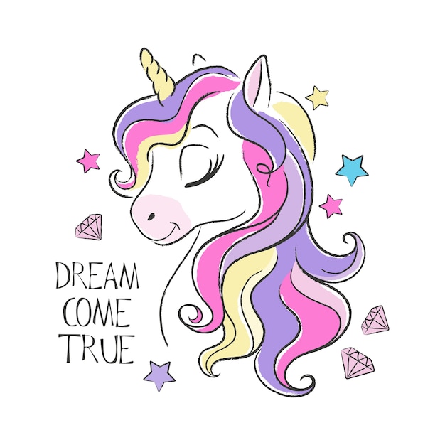 Cute unicorn illustration and quote