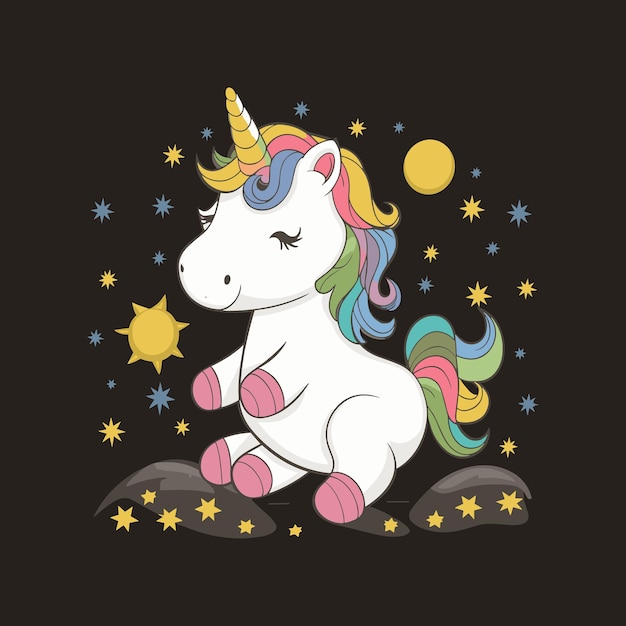 Cute unicorn illustration for t shirt design Unicorn vector Unicorn Princess Cartoon vector