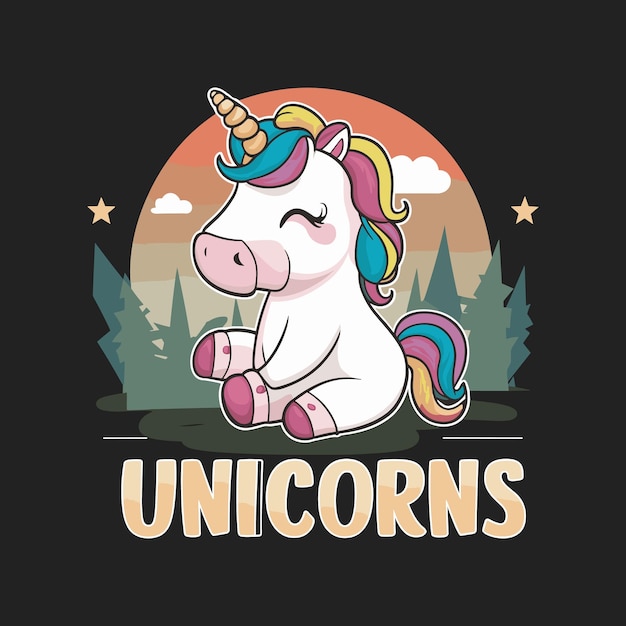 Cute unicorn illustration for t shirt design Unicorn vector Unicorn Princess Cartoon vector