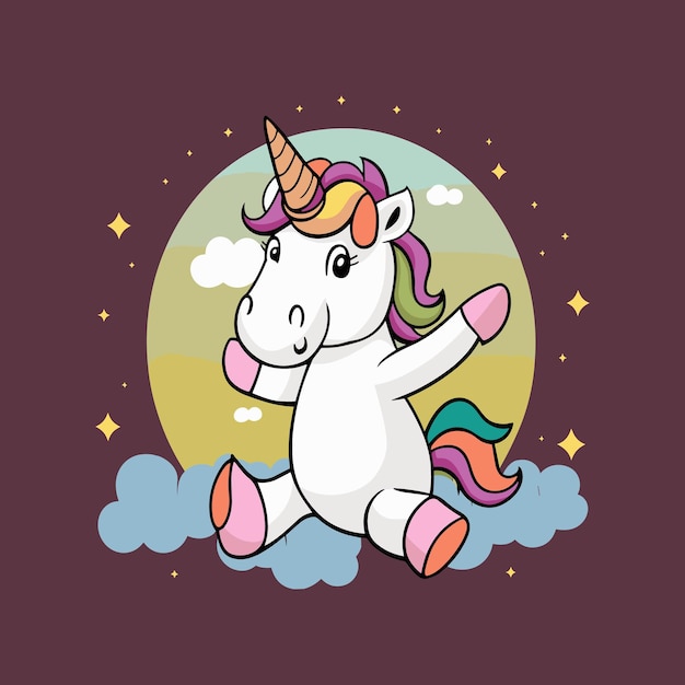 Cute unicorn illustration for t shirt design Unicorn vector Unicorn Princess Cartoon vector