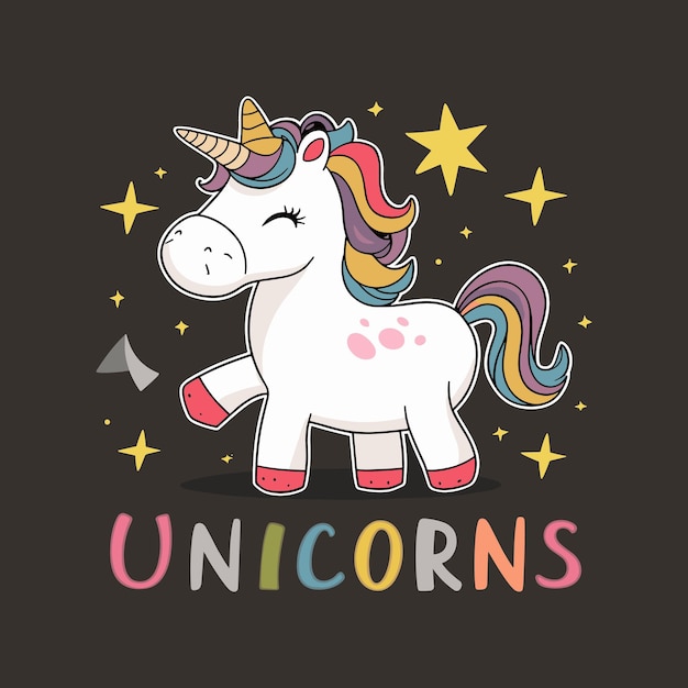 Cute unicorn illustration for t shirt design Unicorn vector Unicorn Princess Cartoon vector