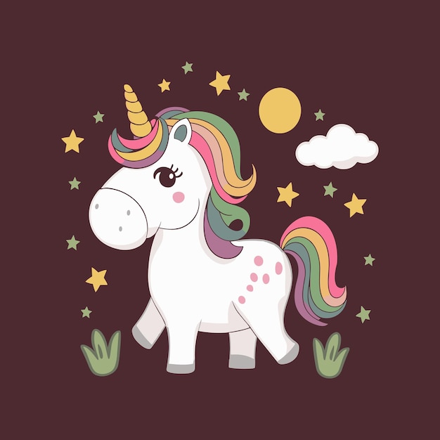 Cute unicorn illustration for t shirt design Unicorn vector Unicorn Princess Cartoon vector