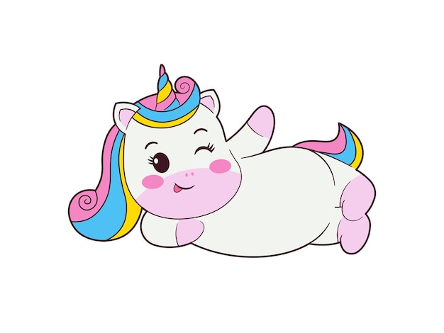 Cute Unicorn Lying Down Illustration