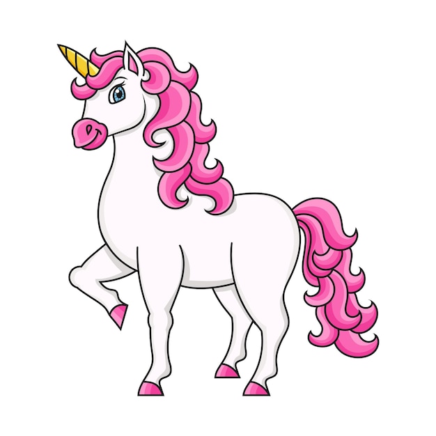 Cute unicorn Magic fairy horse Cartoon character Colorful vector illustration Design element