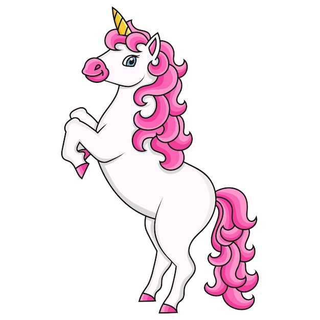 Cute unicorn Magic fairy horse Cartoon character Colorful vector illustration Isolated on white background Design element Template for your design books stickers cards posters clothes