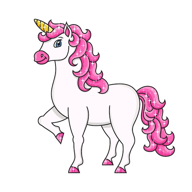 Cute unicorn Magic fairy horse Colorful vector illustration Cartoon style Design element