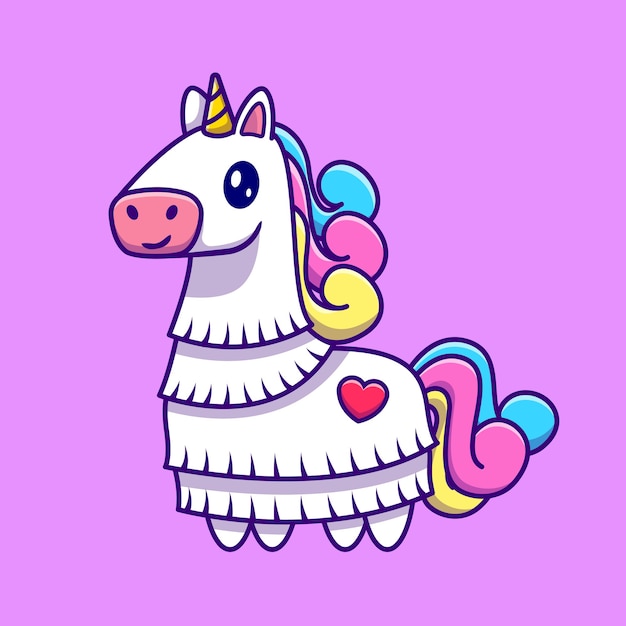 Vector cute unicorn pinata cartoon . animal love icon concept isolated . flat cartoon style