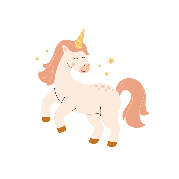 Cute Unicorn pony cartoon jump Nursery decoration vector character Fairytale horse