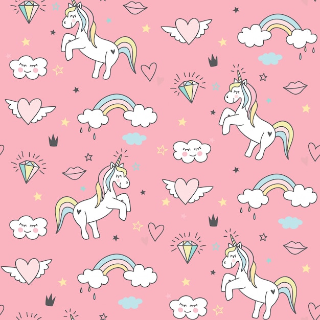 Cute unicorn seamless pattern