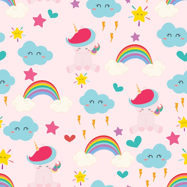 Cute unicorn seamless pattern 