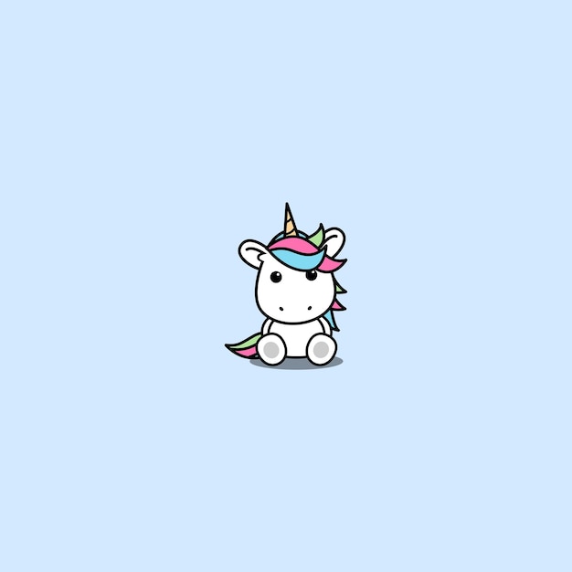 Cute unicorn sitting cartoon vector illustration