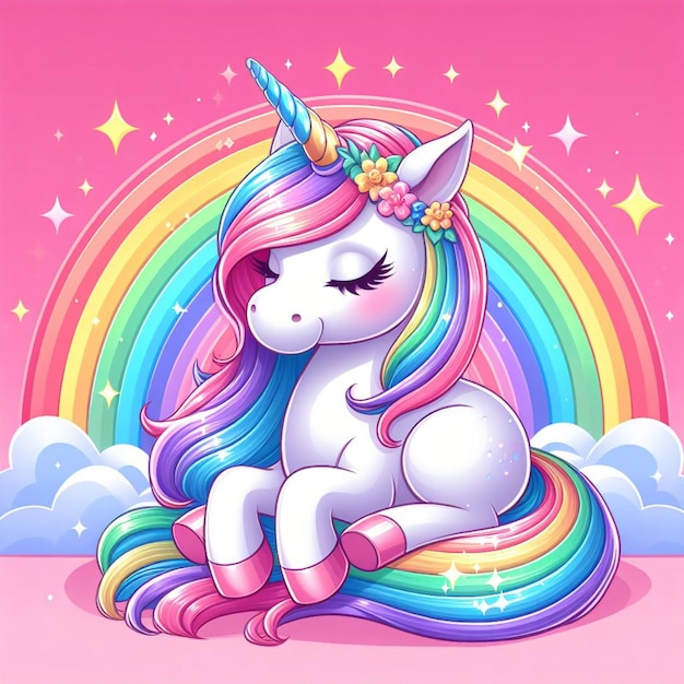 Cute unicorn vector cartoon illustration