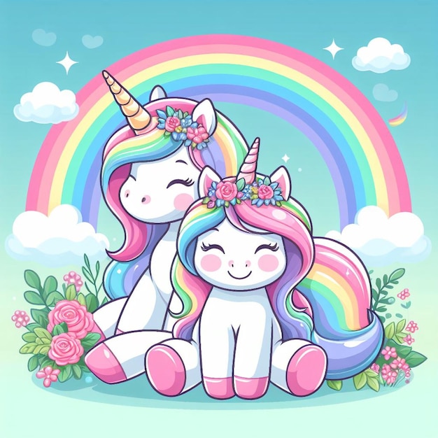 Cute Unicorn Vector Cartoon illustration