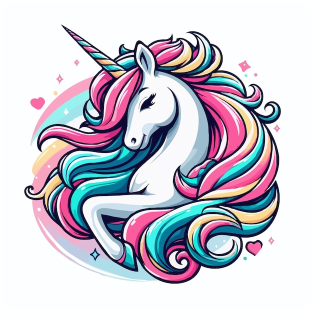 Cute unicorn vector cartoon illustration