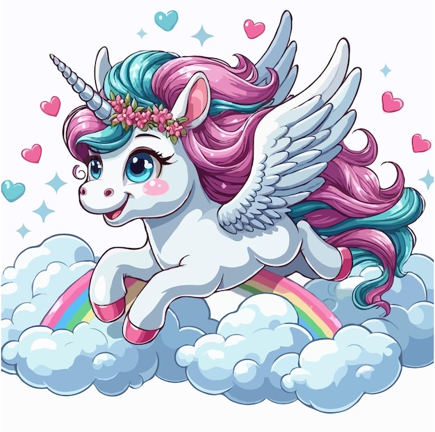 Cute unicorn vector cartoon illustration