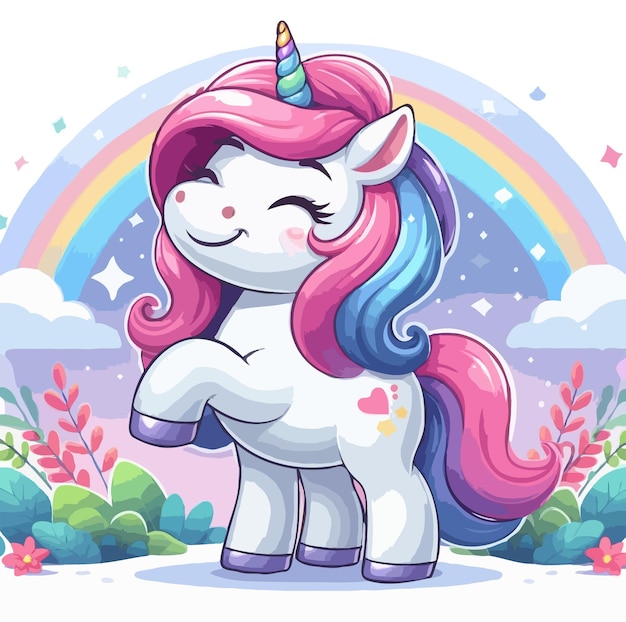 Cute unicorn vector cartoon illustration